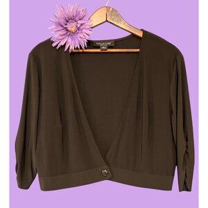 Perceptions New York Womens Black Cropped Cardigan Shrug Large